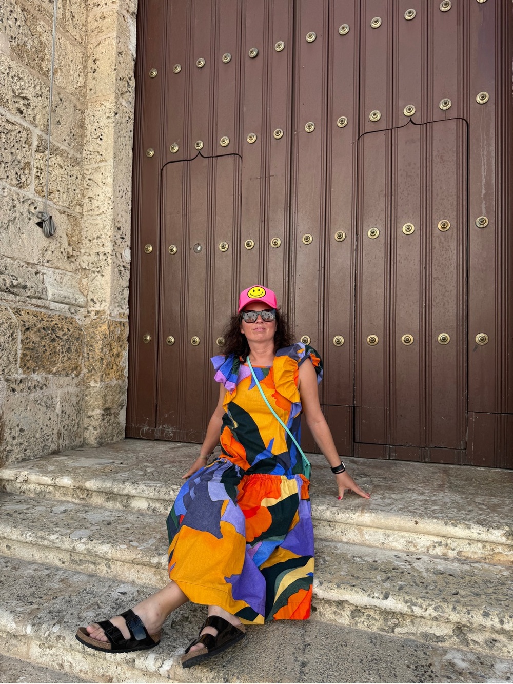 Mara Hoffman Bold Colorblock Flutter-Sleeve Maxi Dress in Yellow, Blue & Orange - Picture 4 of 15
